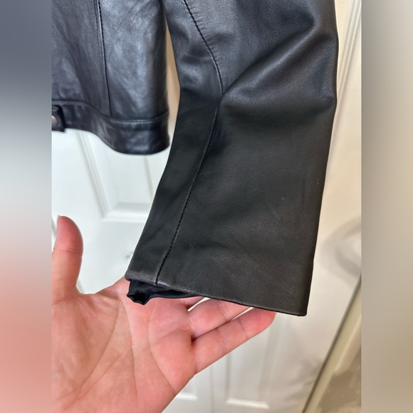FINITY STUDIO Black Soft Leather Jacket Moto Motorcycle Classic Closet Staple - Picture 6 of 10
